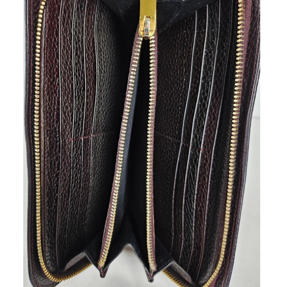 SAINT LAURENT PARIS DARK BROWN CONTINENTAL WALLET – GOLD ZIP – PEBBLED LEATHER - Picture 9 of 11
